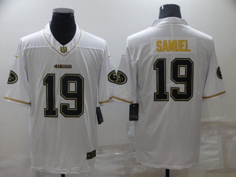Men San Francisco 49ers #19 Samurl White Nike 2022 White Retro gold characters NFL Jersey